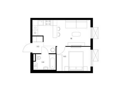 Планировки однокомнатные в Волжский парк