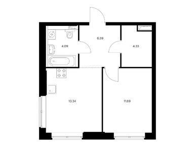 1-комнатная 39.20 кв.м, Vangarden, 24 445 120 руб.