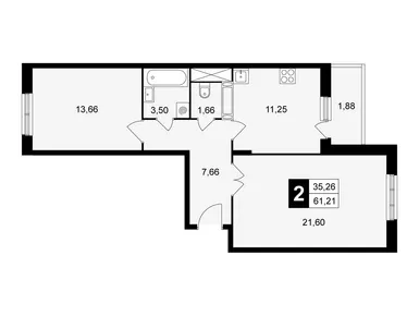 2-комнатная 61.21 кв.м, ЖК «Школьный» («Альянс»), 8 875 450 руб.
