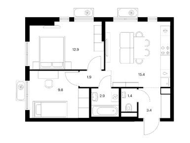 Планировки двухкомнатные в Яуза парк