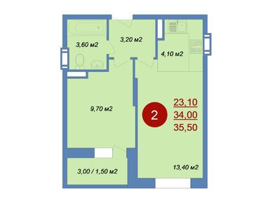 Планировки двухкомнатные в ЖК «Новые Островцы»