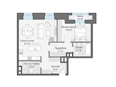Планировки однокомнатные в Дом «Чистые Пруды»