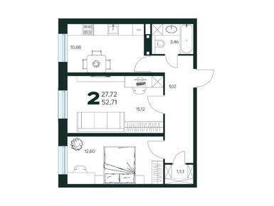 Планировки двухкомнатные в ЖК «Ласточкино» (Химки)
