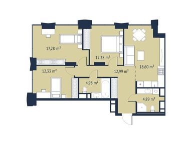 Планировки трехкомнатные в ЖК «Первый Нагатинский»