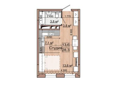 Студия 28.30 кв.м, ЖК «Гранд Комфорт», 5 500 000 руб.