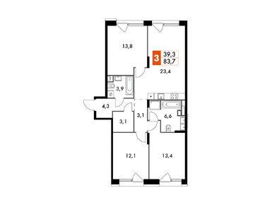 3-комнатная 83.70 кв.м, ЖК The Lake (Лэйк), 51 117 264 руб.