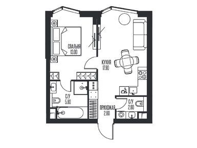 1-комнатная 41.90 кв.м, ЖК Ice Towers (Айс Тауэрс), 36 752 166 руб.