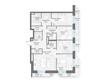 Планировки четырехкомнатные в Квартал Foriver (Форивер)