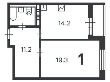 1-комнатная 48.80 кв.м, Жилой дом «Дмитрия Ульянова ул., д. 47», 18 075 520 руб.