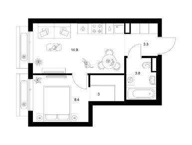 Планировки однокомнатные в Амурский парк