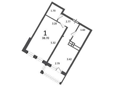 1-комнатная 38.70 кв.м, Жилой дом «Ирландская ул., д. 4, к. 1, 2», 6 897 069 руб.