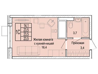 Планировки однокомнатные в ЖК «Отрадный»