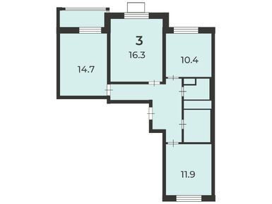 Планировки трехкомнатные в Жилой дом «Лобачевского ул., д. 28»