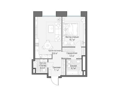 Планировки однокомнатные в Клубный квартал «Фрунзенская набережная»