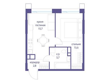 1-комнатная 39.80 кв.м, Жилой квартал «Символ», 22 009 400 руб.