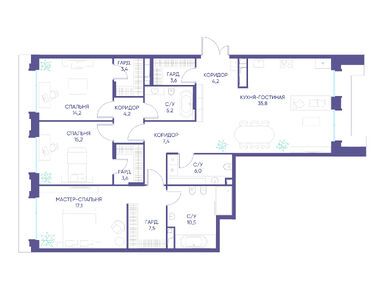 3-комнатная 137.90 кв.м, ЖК «Дом XXII» (Дом 22), 481 877 760 руб.