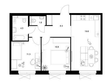Планировки двухкомнатные в Люблинский парк