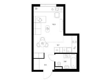 Студия 28.30 кв.м, Руставели 14, 18 015 780 руб.