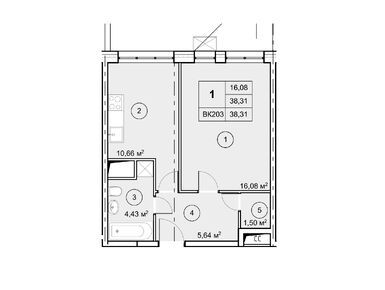 1-комнатная 38.30 кв.м, ЖК «Экоград Новый Катуар», 6 514 830 руб.