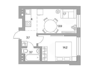 2-комнатная 39.50 кв.м, ЖК «Театральный парк», 8 781 128 руб.