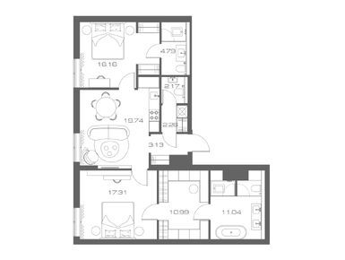 Планировки двухкомнатные в ЖК Lunar (Лунар)