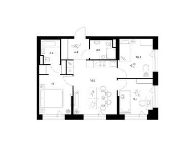 Планировки трехкомнатные в Нарвин