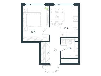 1-комнатная 34.60 кв.м, Level Нижегородская, 18 617 235 руб.