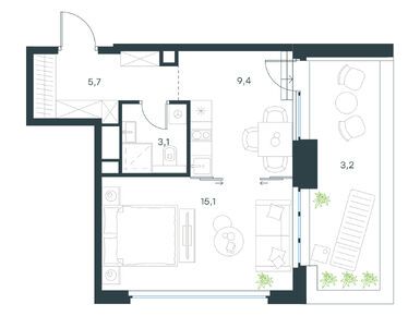 Планировки 1-к. апартаменты в Level Южнопортовая