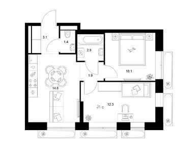 Планировки двухкомнатные в Саларьево парк