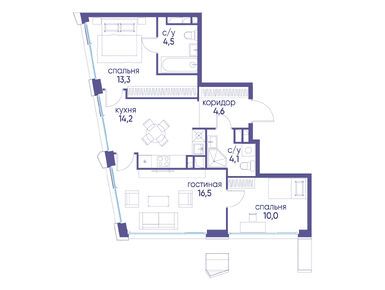 Планировки трехкомнатные в ЖК «Остров»