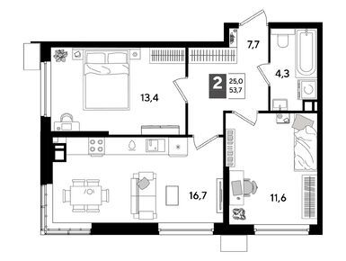 Планировки двухкомнатные в ЖК DOGMA PARK (Догма Парк)