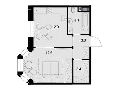 1-комнатная 37.10 кв.м, ЖК «Театральный квартал», 23 076 200 руб.