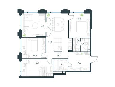 Планировки четырехкомнатные в Level Бауманская