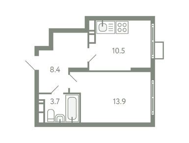 1-комнатная 35.90 кв.м, ЖК «Ново-Молоково», 6 995 000 руб.