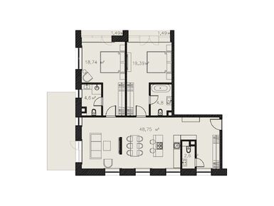 Планировки 3-к. апартаменты в Комплекс апартаментов «Досфлота, 10»