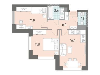 Планировки двухкомнатные в ЖК «ЗИЛАРТ»