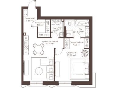 1-комнатная 63.55 кв.м, Клубный дом «Воронцовъ», 93 536 703 руб.