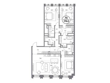 Планировки трехкомнатные в ЖК «Рождественка 8»