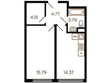 1-комнатная 42.00 кв.м, Миниполис «Рафинад», 9 675 789 руб.