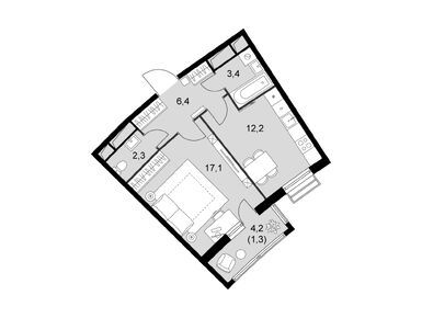 1-комнатная 42.70 кв.м, ЖК «Римский», 13 578 600 руб.