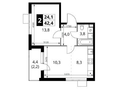 Планировки двухкомнатные в ЖК «1-й Шереметьевский» (Первый Шереметьевский)