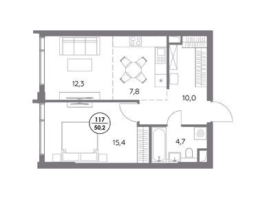 1-комнатная 50.20 кв.м, Премиум-квартал «Дом 56», 31 174 000 руб.