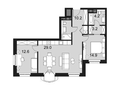 Планировки 3-к. апартаменты в Wellton SPA Residence (Велтон СПА Резиденс)