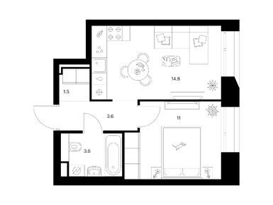1-комнатная 34.50 кв.м, Онежский вал, 16 998 150 руб.