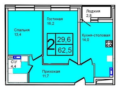 Планировки двухкомнатные в ЖК «Троицкий»