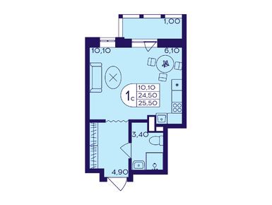 Студия 25.50 кв.м, ЖК «Героев», 7 157 850 руб.