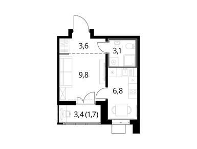 Планировки студии в ЖК «1-й Лермонтовский»