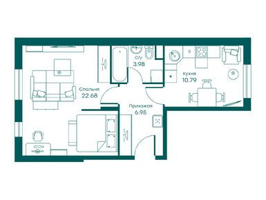 1-комнатные 44.50 кв.м, ЖК «Равновесие», 7 725 200 руб.