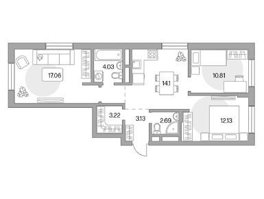 Планировки трехкомнатные в ЖК «Живописный»