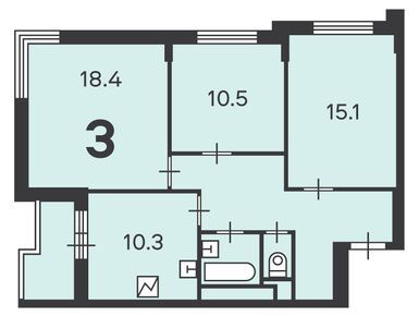 3-комнатная 71.20 кв.м, Жилой дом «Архитектора Власова ул., д. 2», 30 943 520 руб.